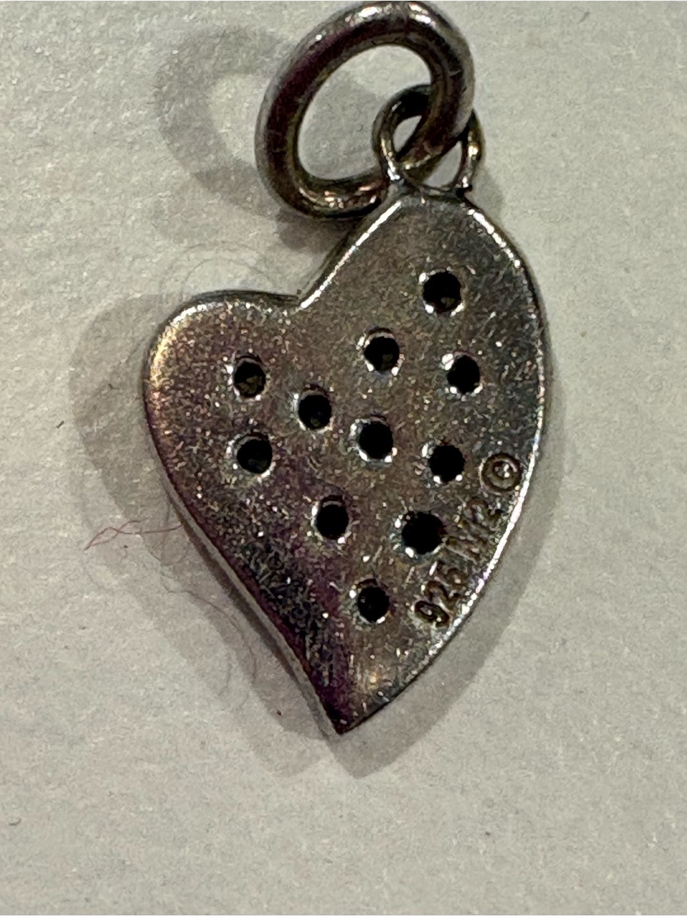 Heart charm. Silver with pave diamonds. - Picture 3 of 4